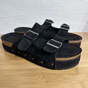 Outwoods Trend-1 Sandals Women's 9 Black Platform Buckle Strap Boho Coachella